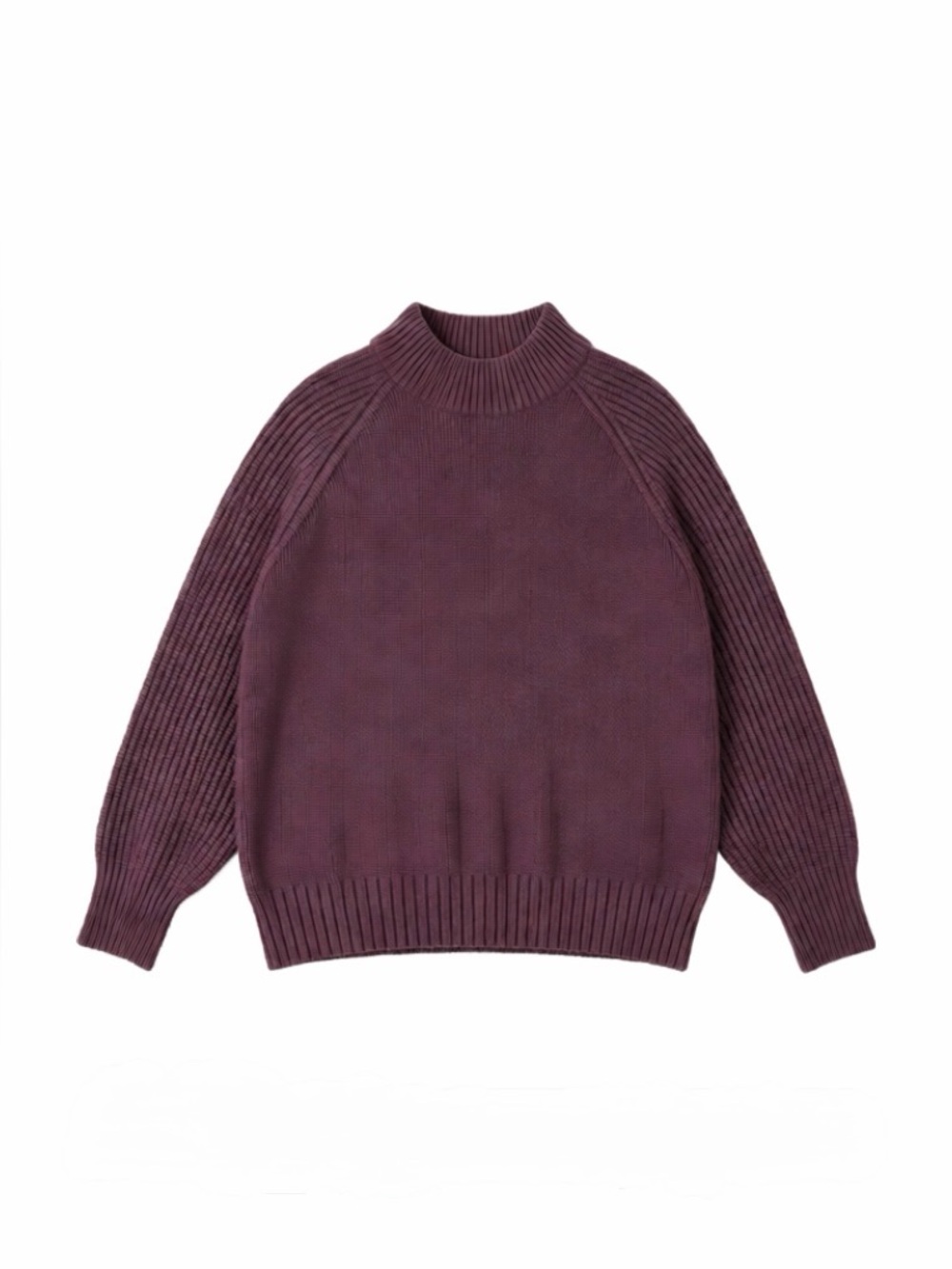 Sincerely Jules Ribbed Sleeve Mock Neck Sweater - Plum
